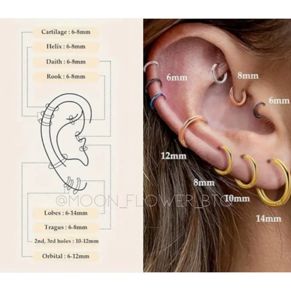 Black Stainless Steel 14mm Hoop Earrings • 20G Sleeper Huggie Pair - Picture 2 of 5